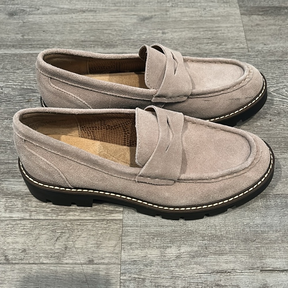 House of Harlow 1960 Gunner Suede Lug Sole Loafers Light Taupe Size 8 - Picture 2 of 7